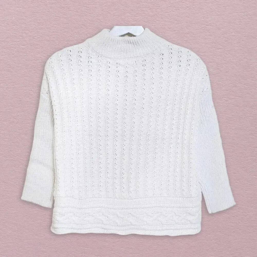 New LULURAIN Big Girl's Cotton Cable-Knit Sweater with PomPom Beanie Hat Set